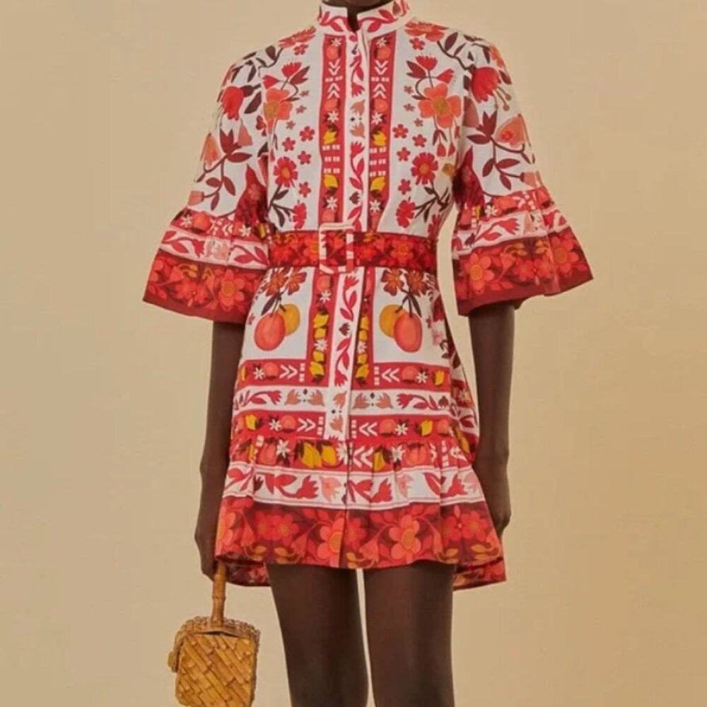 NWT Farm Rio Off-White Romantic Orchard Mini Dress, Size M